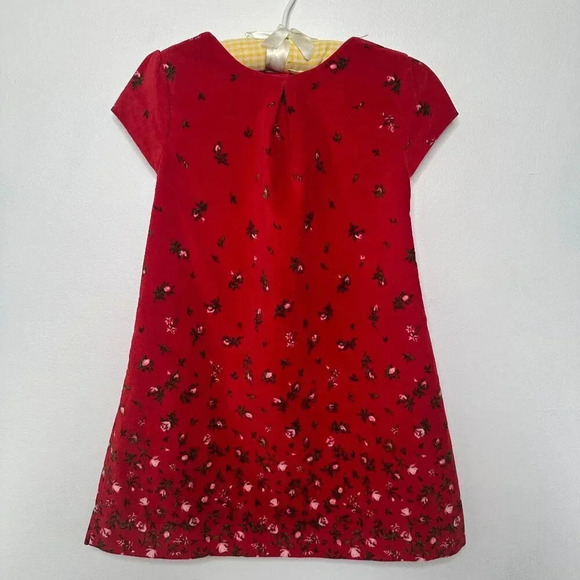 Old Navy Floral Bow Back Red Velvet Holiday Toddler Dress Size 5T - Picture 1 of 6